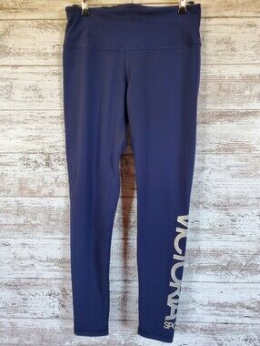 Victoria Sport Navy Blue Silver Graphic Logo High Waisted Leggings